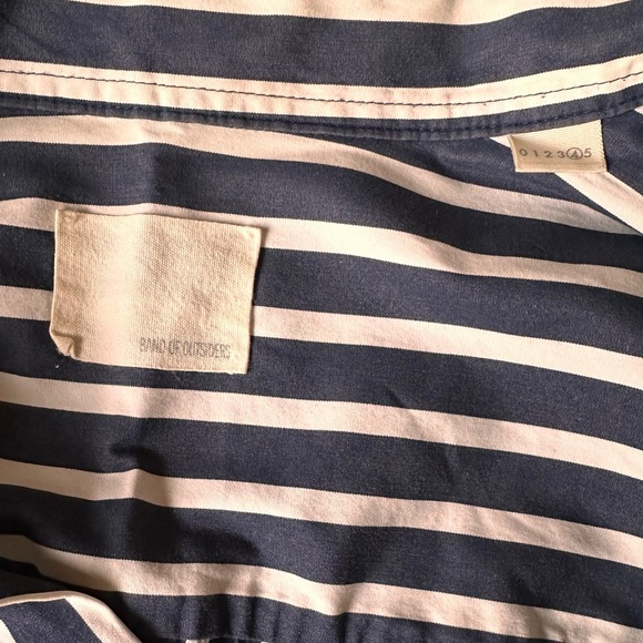 Band Of Outsiders Black and White Striped Button-Down Shirt with Red Pocket - Picture 3 of 3